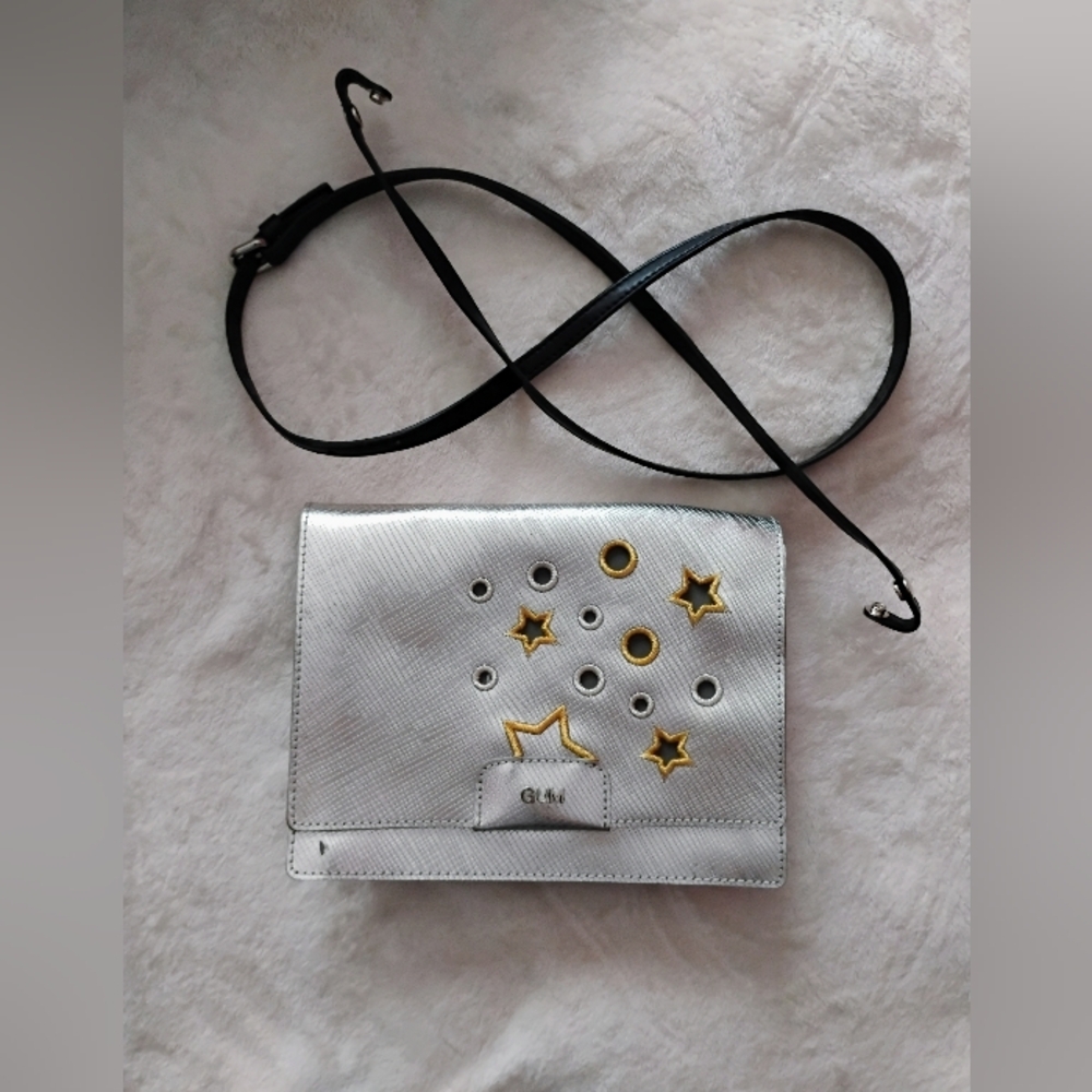 GUM Gianni Chiarini Design - Metallic Silver Shoulder//Clutch Bag - Star Detail